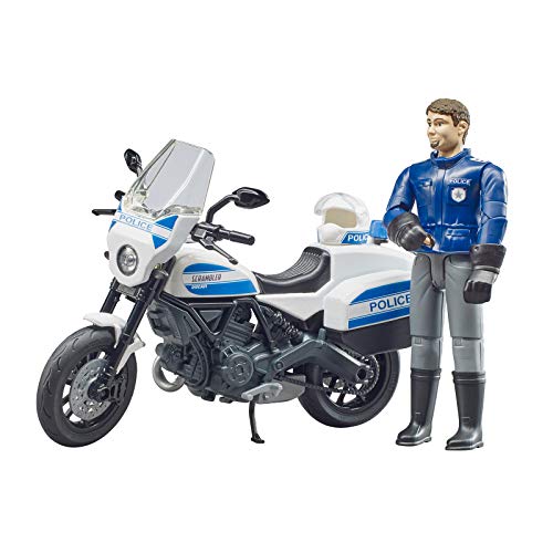 bruder 62731 - Bworld Scrambler Ducati Polizeimotorrad & Polizist - 1:16 Wachtmeister, Einsatzfahrzeug, Einsatzleitstelle, Polizeistation, Spielzeug von bruder