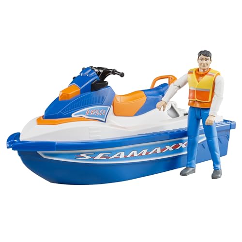 bruder 63150 - Personal Water Craft mit Fahrer - 1:16 Jetski Wasser-Fahrzeug Spielzeug Boot Mensch Mann Figur von bruder