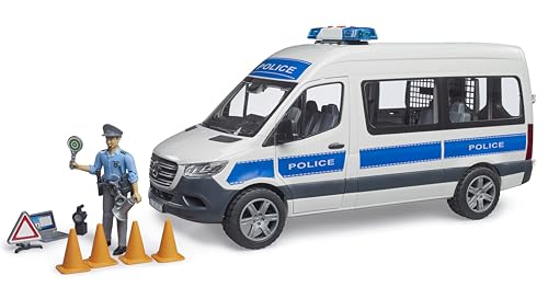 bruder 02683 - MB Sprinter Polizei Einsatzfahrzeug mit Light & Sound Modul, bworld Polizist - 1:16, Fahrzeug, Polizeiauto, Streifenwagen, Spielzeug ab 4 Jahre von bruder