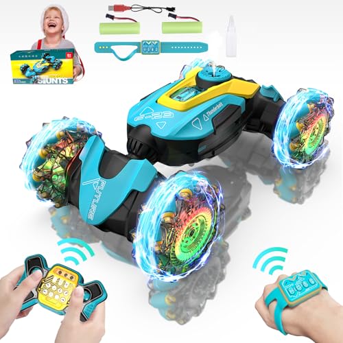 Ferngesteuertes Auto, 360° Drehbares 4WD RC Auto Kinder, 2,4GHz Intelligente Fernbedienung Auto Spielzeug Kinderspielzeug mit Lichtern Musik Spray ab 5-12 Jahren, Weihnachts Geschenke Mädchen Junge von Bubbacare