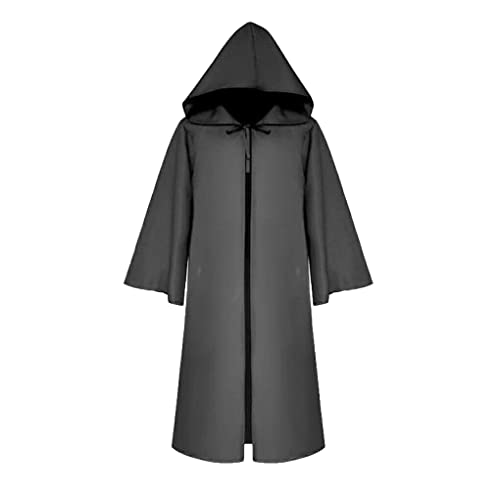 budiniao Männer Erwachsene Halloween Umhang mit Kapuze Scary Party Atmosphären Unisex Kostüm Robe Dekoration Karneval Spooky Strap Kleidung, Schwarz, L von budiniao