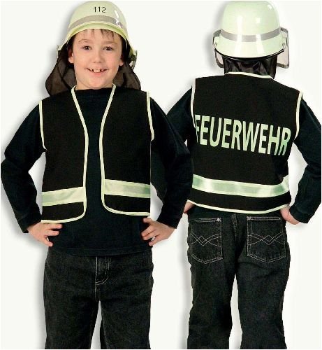 Feuerwehr Spiel Weste für Kinder Kinderkostüm schwarz Fasching Karneval Party Gr 104 von buy'n'get