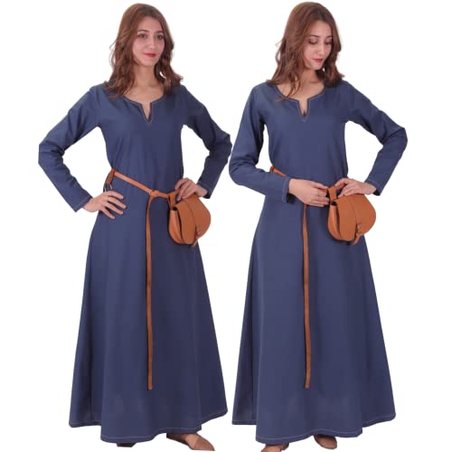 byCalvina Kostüme Fraye Viking Mittelalter Damen Kleid Made in Turkey, Blaue Baumwolle, M von byCalvina - Calvina Costumes