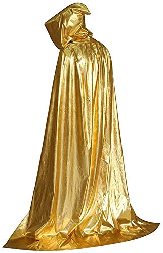 byou Halloween Umhang,Gold Unisex Umhang mit Kapuze Lange Kapuzenumhang für Cosplay Halloween Kostüm von byou