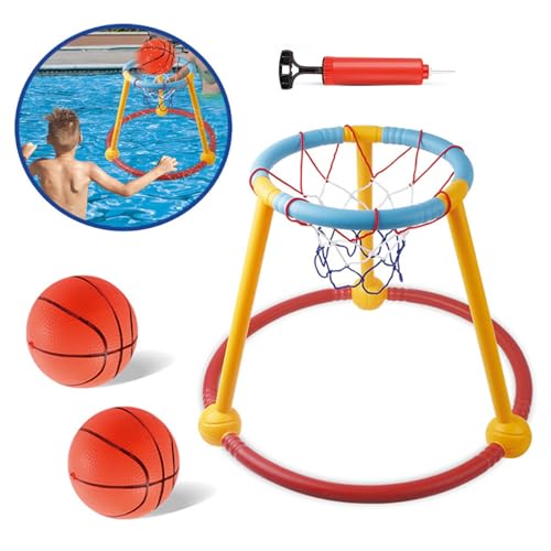 cadciehe Pool-Basketballkorb-Set für Kinder und Erwachsene, schwimmendes 2-in-1-Basketballring-Wurfspiel, Sommer-Pool-Spaßspiele für Kinder und Erwachsene im Innen- und Außenbereich 1 Sätze von cadciehe