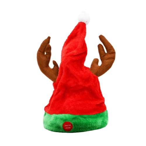 Weihnachtsmützen für Erwachsene, elektrisch, schwingend, bewegliche Weihnachtsmützen mit einzigartigem und kreativem Design, batteriebetrieben, Plüsch, lustige Spielzeugmütze, Pom Pom Santa Caps von caits