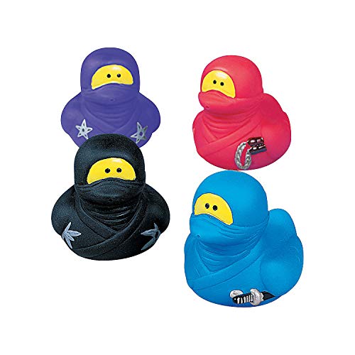 cama24com Gummiente Ninja Kämpfer 3 Stück Spritzente, Gummi-Ente Palandi® von Fun Express