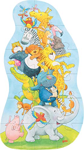 XXL Puzzle Tierpyramide 28 x 50cm 17 Teile von goki Kinderpuzzle mit Tiermotiven mit Palandi® Sticker von cama24com