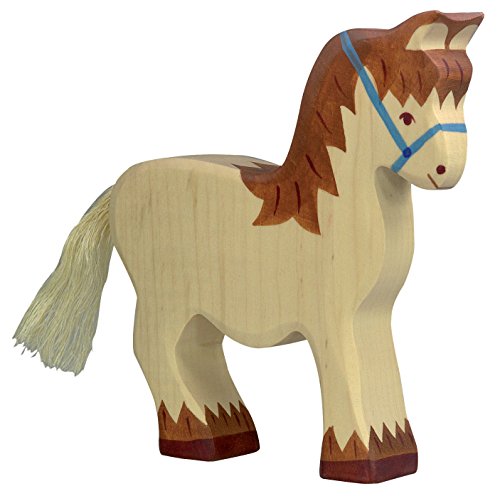 cama24com Zugpferd Pferd Bauernhof Holzfigur Holzspielzeug von Holztiger mit Palandi® Sticker von cama24com