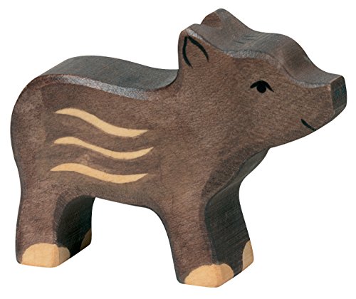 Frischling Wildschwein Holzfigur Holzspielzeug von Holztiger mit Palandi® Sticker von cama24com