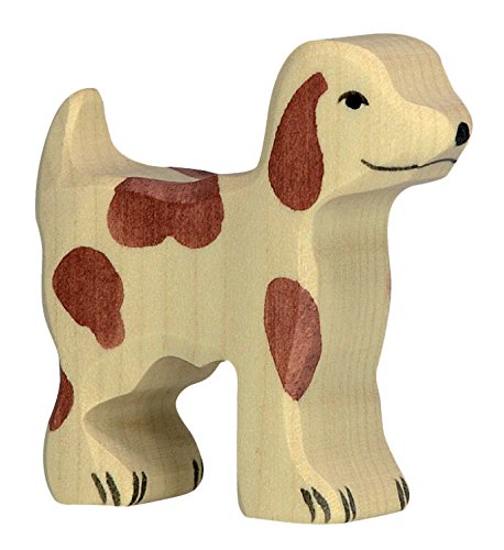 cama24com Hofhund klein Hund Bauernhof Holzfigur Holzspielzeug von Holztiger mit Palandi® Sticker von cama24com