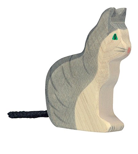 cama24com Katze sitzend Bauernhof Holzfigur Holzspielzeug von Holztiger mit Palandi® Sticker von cama24com