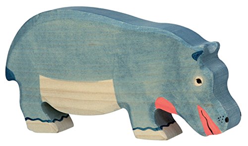 Nilpferd fressend Safari Holzfigur Holzspielzeug von Holztiger mit Palandi® Sticker von cama24com