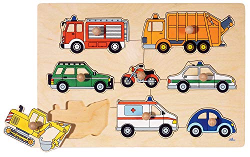 Puzzle aus Holz Steckpuzzle Verkehrsmittel von goki 8 Teile von cama24com