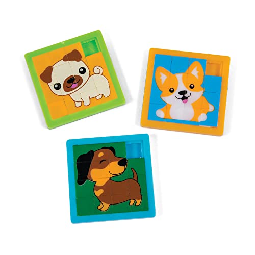 cama24com Schiebepuzzle Hunde12 Stück als Mitgebsel oder Give-Away für Kindergeburtstag mit Palandi® Sticker von cama24com