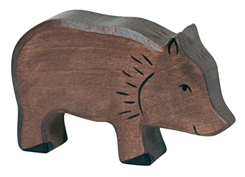 cama24com Wildschwein Schwein Holzfigur Holzspielzeug von Holztiger mit Palandi® Sticker von cama24com