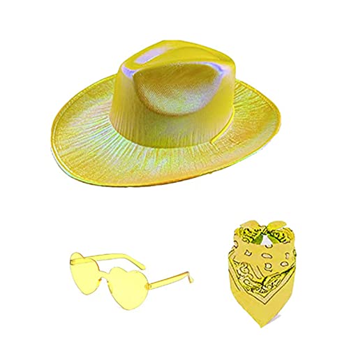 caoxhenr Space Cowboyhüte Glitzer Bandana Sonnenbrille Set für Frauen Western Cowgirl Hut Geburtstag Party Hut Kostüm Zubehör, Y, One size von caoxhenr