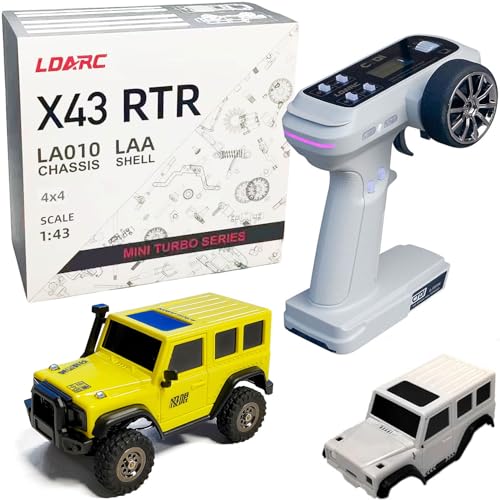 LDARC Mini RC Crawler 1:43 4WD All Terrain RC Rock Truck Ideal Für Raupenfahrzeug-Enthusiasten 2.4Ghz Maßstab Ferngesteuertes Auto Modell Kommt Mit DIY Weißer Karosserie (Zitronengelb) von captainrc