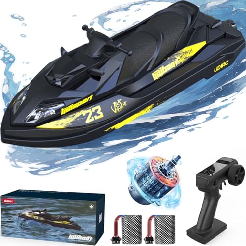 captainrc RC Turbo Jet Boot 25+KPH Brushless, 2.4GHz Adult RC Jet Ski, RC Boot für Pools, Seen und Flüsse mit 2 Batterien, LED Licht, Low Battery Alarm (Bürstenlos) von captainrc