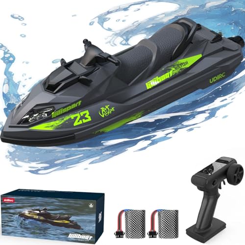 captainrc RC Turbo Jet Boot 25+KPH Brushless, 2.4GHz Adult RC Jet Ski, RC Boot für Pools, Seen und Flüsse mit 2 Batterien, LED Licht, Low Battery Alarm (Gebürstet) von captainrc