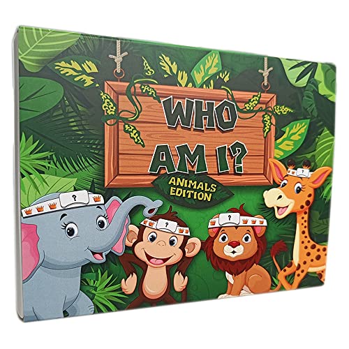 Who Am I? Lustiges Familienspiel für Kinder, Tier-Edition, Geburtstag, Reisespiel, für Jungen und Mädchen, Taschenfüller von cardly