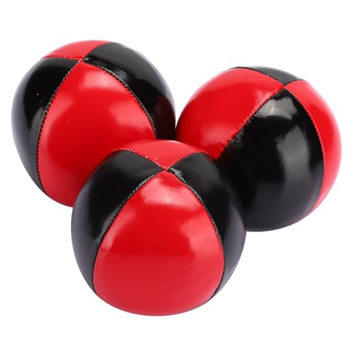 cardyven 3pcs jonglieren Bälle, rot schwarz pu Leder Jonglier Bohnensäcke für Anfänger und Profis tragbare Jonglab Ball Kit EPS Feine kolloidale Partikelzirkuskugeln von cardyven