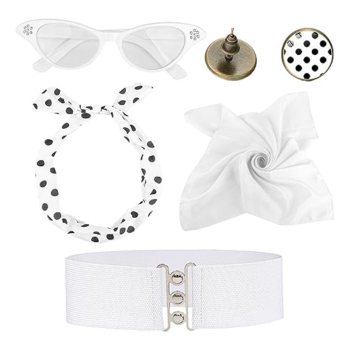 1950er Set Schal für Form Brille Bandana Krawatte Stirnband Ohrringe Halloween Party Frauen Supplies von carotoe