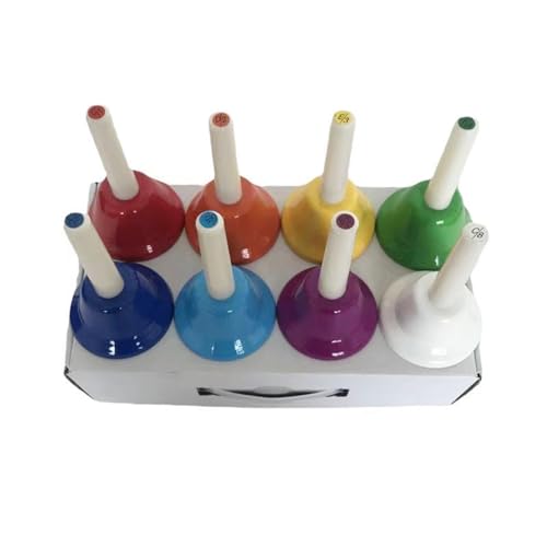 Handglocken mit 8 Noten, bunte Hand-Percussion-Glocken, Orff-Musikinstrument, Kinder-Musikglocken, Spielzeug, Urlaub, Partyzubehör von carotoe