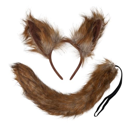 carotoe Foxes Cosplay-Set, schöne Wolfsohren, Stirnband, Plüschtierschwanz, Füchse, Schwanz, Dekorationen, Füchse, Ohren, Kopfbedeckung für Halloween von carotoe