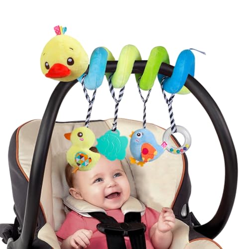 caterbee Baby-Autositz-Spielzeug, Aktivitätsspirale, Plüsch-Kinderwagen-Stange, Spielzeug für Jungen oder Mädchen (Ente) von caterbee