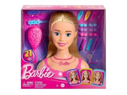 Frisierkopf mit Zubehör für Barbie Fashion – blondes Haar – Spielzeug für Kinder, Mädchen – Spielset Imitation und Karte von cavernedesjouets