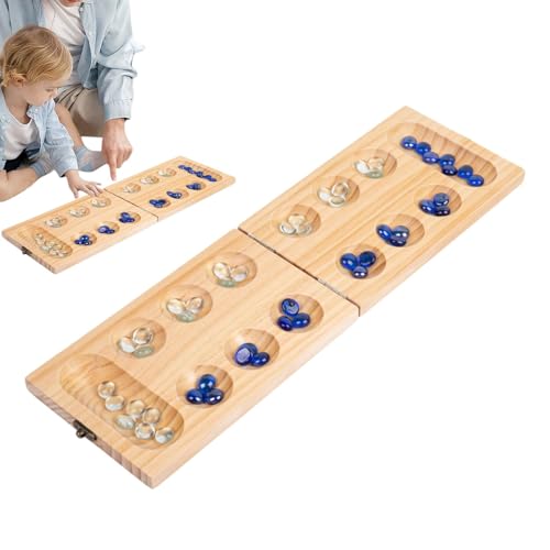 Board Game, Wooden Foldable Board, Educational Strategy, Includes 48 Glass Beads, Buckle Closure, 17.52x5.31x0.59inc for Boys, Girls, Women, Men, Ideal for Family Fun von ccuzs