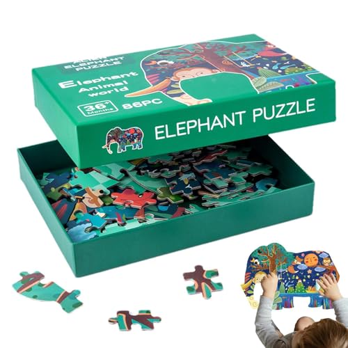 Cartoon Elephant Puzzle, Colorful Underwater World Jigsaw, Fun Early Learning Toy, 48-Piece Animal Puzzle for Classroom Home School Kids,9.45x7.09x1.77inches von ccuzs