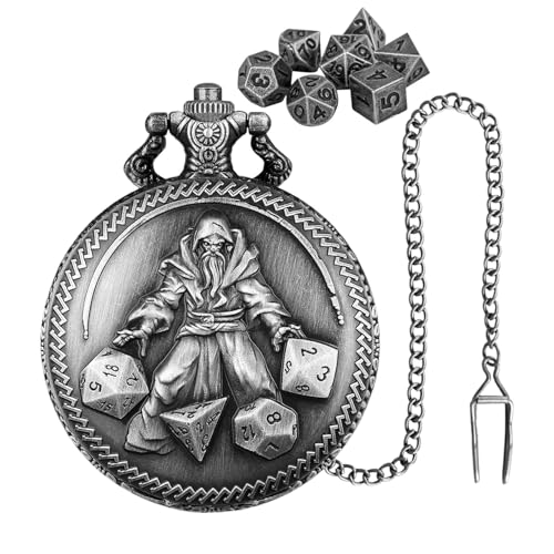 Pocket Watch Würfel Set, Metall Polyhedral Würfel Set, Travel Würfel Set for Games, Small Game Dice Set 1.81x2.28x0.55 Inches for Travel Toys, Role Playing Game Supplies (1 Set) von ccuzs