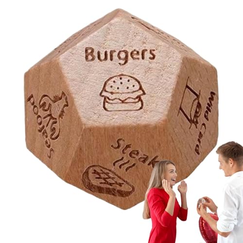 Polyhedral Food Decision Dice, 12 Sided Wooden Meal Choice Dice, Fun Decision Dice for Couples, Perfect for Date Night Games, Christmas, Birthday, Valentines Day 1.34x1.18 inches von ccuzs