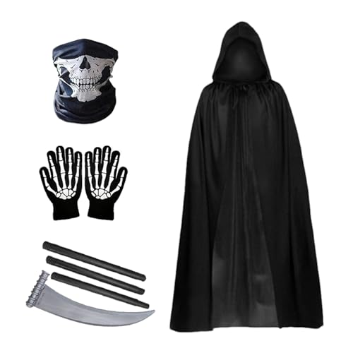 Schwarzer Umhang – Umhang mit Kapuze für Halloween Partys | Kleidung für Kostüme verstellbar mit Handschuhen für Herren und Damen Cosplay Schwarzer Umhang – Umhang mit Kapuze für Halloween Partys | Kleidung für Kostüme verstellbar mit Handschuhen für Herren und Damen Cosplay von ccuzs