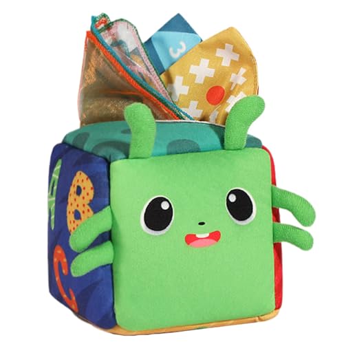 ccuzs Cartoon Animal Tissue Box, Soft Stuffed Sensory Toy with Crinkle Paper and Fabric Tissues, Tissue Box for Kids, Fun and Textured for Toddler 4.72x4.72 Inches von ccuzs