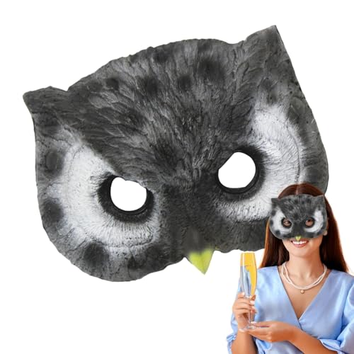 ccuzs Cosplay Owl Face Cover, Lightweight Owl Pattern Face Cover, Creative Animal Masquerade Masks, Funny Halloween Owl Masks 7.48x9.45 for Kids, Adults, Masquerade Costume (Gray, Green) von ccuzs