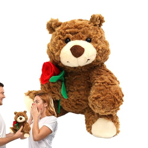 ccuzs Cute Stuffed Bear Holding Rose, 9.45 Inch Valentine's Day Bear, Plush Bear Toy for Birthday, Christmas, Soft Valentine's Day Gift for Loved, Stuffed Animal with Adorable Expressions von ccuzs