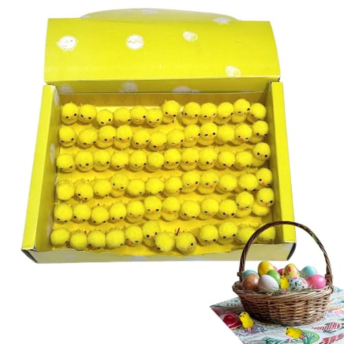 ccuzs Easter Chicks, Plush Yellow Chicken Set, Soft Design, Small Size, 72-Piece Pack, for Home, Party, Basket Fillers Use Them for Easter Egg Hunts 23x16.5x5cm Yellow von ccuzs