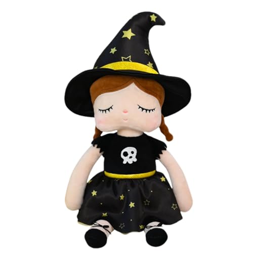 ccuzs Halloween Plush, Cartoon Witch Girl, Cute Stuffed Plush Toy, Witch Doll Soft Toy, Halloween Decor Plush, Stuffed Cartoon Figure for Living Room, Bedroom, Kids Room (Black) von ccuzs