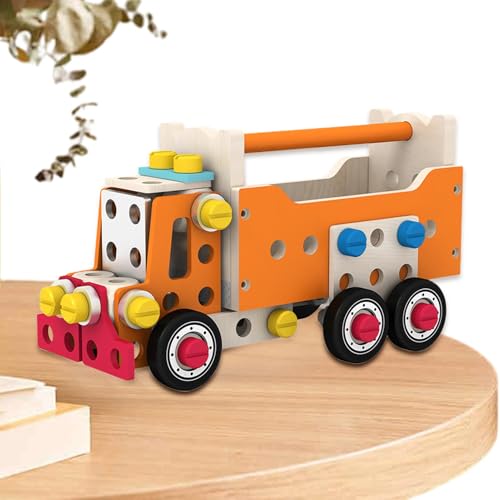 ccuzs Holzwerkzeug-Set, Kinder Pretend Play, Simuliertes Auto Kit, Bauwerkzeug-Kit mit Holzmuttern und Schrauben zur Entwicklung von Problemlösungsfähigkeiten und motorischer Koordination (1 Stück) von ccuzs