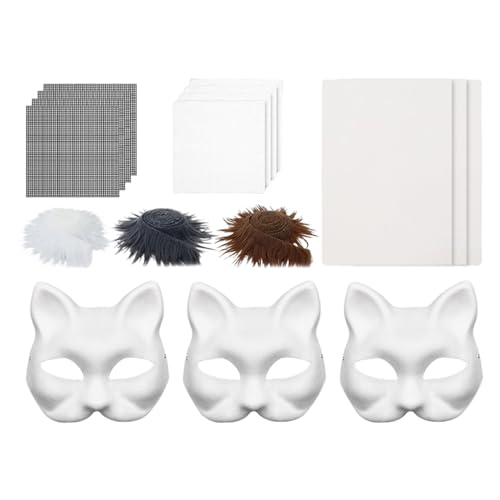 ccuzs Katzen Gesichtsbedeckung Set - Katzenjunges Bastelset Für Kostümmasken - Handgefertigtes Kostüm Für Erwachsene Kinder Verkleidung Maskerade Fest ccuzs Katzen Gesichtsbedeckung Set - Katzenjunges Bastelset Für Kostümmasken - Handgefertigtes Kostüm Für Erwachsene Kinder Verkleidung Maskerade Fest von ccuzs