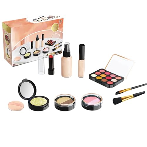 ccuzs Kids Makeup Set, Pretend Makeup, Lightweight Child Safe and Non Toxic Materials Kids Cosmetics Toys, Children Plays Beauty Kit for Girls, 7.09x2.36x4.72in, Pink, Blue, Brown von ccuzs