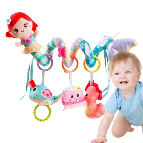 ccuzs Mermaid Musical Rattle Toy, Stroller Activity Toy, Musical Plush Toy for Kids, Plush Toy with Music Box 14.17x13.78x2.36 Inches for 0-3 Years Old Kids, Boys and Girls (Pink, Blue) von ccuzs