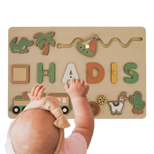 ccuzs Namenspuzzle für Kinder, Namenspuzzle aus Holz,Alphabet-Lernspielzeug-Spiel - Buchstabenspiel für Kleinkindaktivitäten, Lernspielzeug verbessert die Auge-Hand-Koordination von ccuzs