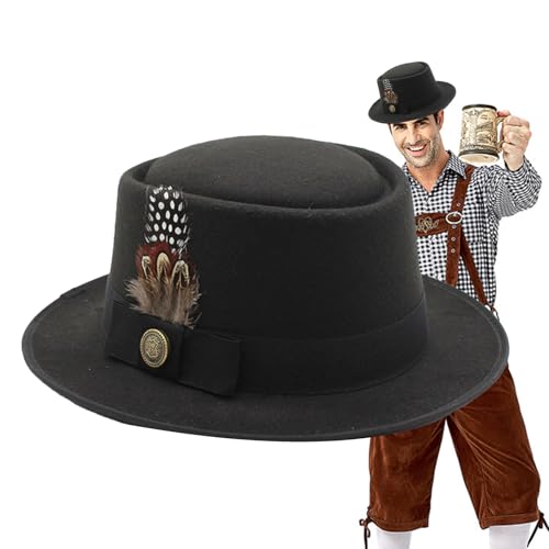 ccuzs Oktoberfest-Bayerischer Kostümhut, schwarze Melone - Deutsches bayerisches Oktoberfestkostüm,Oktoberfest-Outfits für Damen, Oktoberfest-Kostümzubehör mit Federn, Emblemen, für das Oktoberfest, ccuzs Oktoberfest-Bayerischer Kostümhut, schwarze Melone - Deutsches bayerisches Oktoberfestkostüm,Oktoberfest-Outfits für Damen, Oktoberfest-Kostümzubehör mit Federn, Emblemen, für das Oktoberfest, von ccuzs