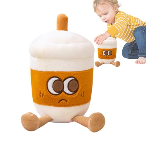 ccuzs Plush Coffee Mug, Cute Stuffed Cup Toy, Soft Collectible Bottle Plush, Adorable Mug Plushie Gift, Cozy Travel Companion, Brown Yellow Design, for Kids Boys Girls Home Decor von ccuzs