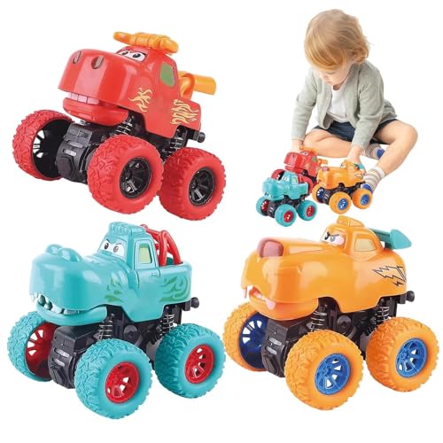 ccuzs Pull Back Animal Trucks, Friction Powered Car Toys Set, 3-Piece Inertia Toy for Boys, Girls, Educational Early Learning Vehicle Toys, Fun and Interactive Animal Car Toy Set for Kids von ccuzs