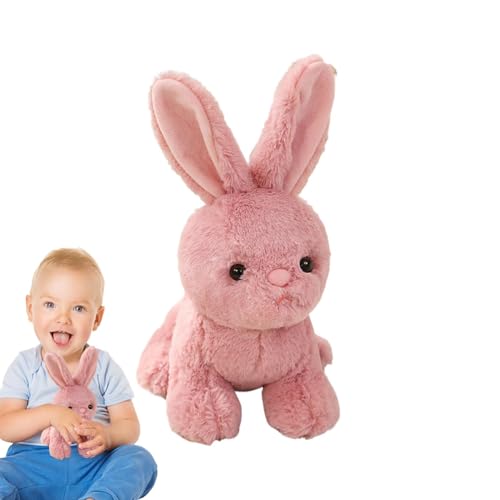 ccuzs Realistic Bunny Plush Toy, Cute Stuffed Rabbit Doll for Kids Animal Lovers, Lightweight Compact Huggable Soft Home Decor Plushie in White, Brown, Pink, 7.87 Inches von ccuzs